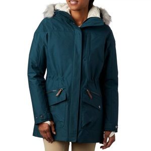 Columbia Women's Teal Ski Jacket with Faux Fur Hood